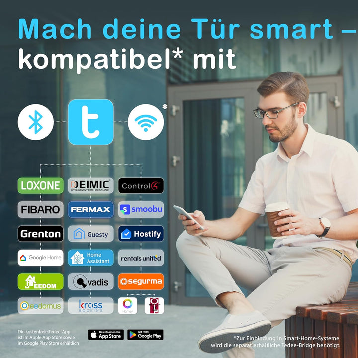 tedee Lock GO, smartes Türschloss, einfach nachrüstbar, ohne Zylindertausch, Steuerung via Bluetooth