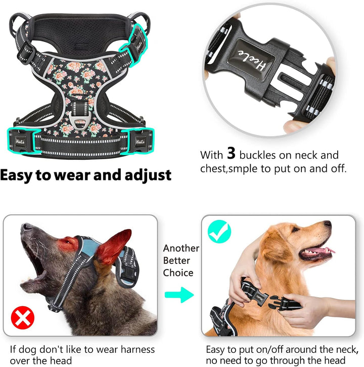 HEELE Hundegeschirr, No-Pull Hundegeschirr, Brustgeschirr für Mittelgrosse Hunde, Weich Atmungsaktiv