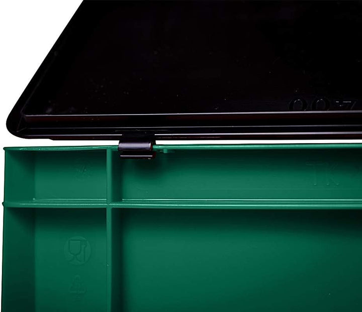 3 Stk. Transport-Stapelkasten mit Deckel TK632-D, grün, 600x400x331 mm (LxBxH), aus PP, Volumen: 60