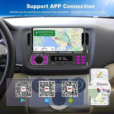 Podofomit Autoradio 1 DIN Stereo mit Handyhalterung Bluetooth 5.1 Freisprecheinrichtung, 12V Autorad
