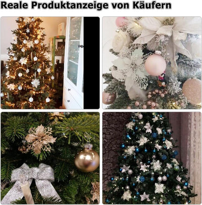 GLITZFAS 12 Stück Glitter Weihnachtsbaum Dekoration, Weihnachtsbaumschmuck Ornament Weihnachten Blum