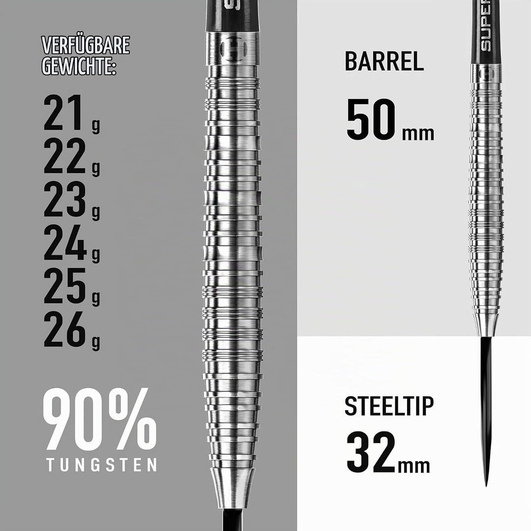 Harrows Steel Darts NX90 90% Tungsten Steeltip Dart Steeldart Hochwertiger Tungsten Dart 24 Gramm, 2