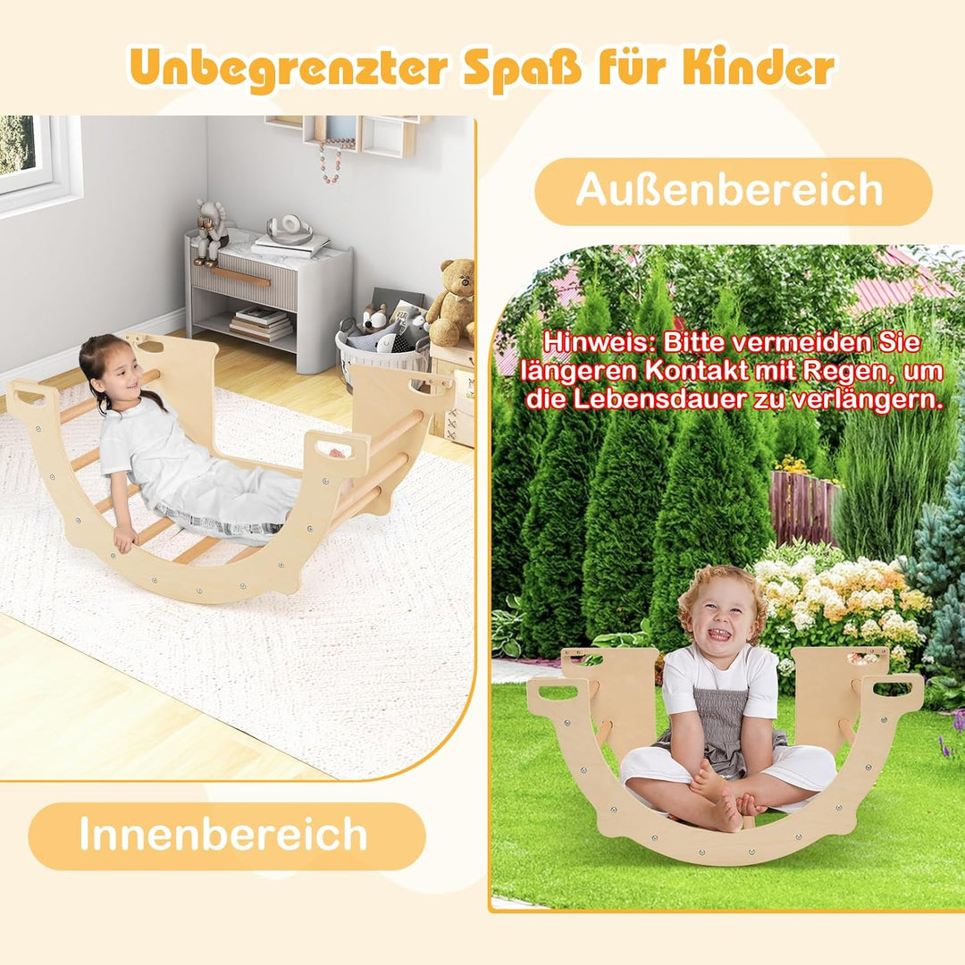 COSTWAY Kletterbogen, 8 in 1 Klettergerüst Indoor mit Aufbewahrungsbox, Kinder Spielplatz zum Klette