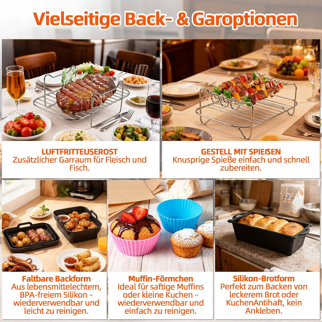 Airfryer Zubehör für Ninja Foodi Max Dual Zone AF400EU AF400EUCP 9,5L, Silikonform Heissluftfritteus