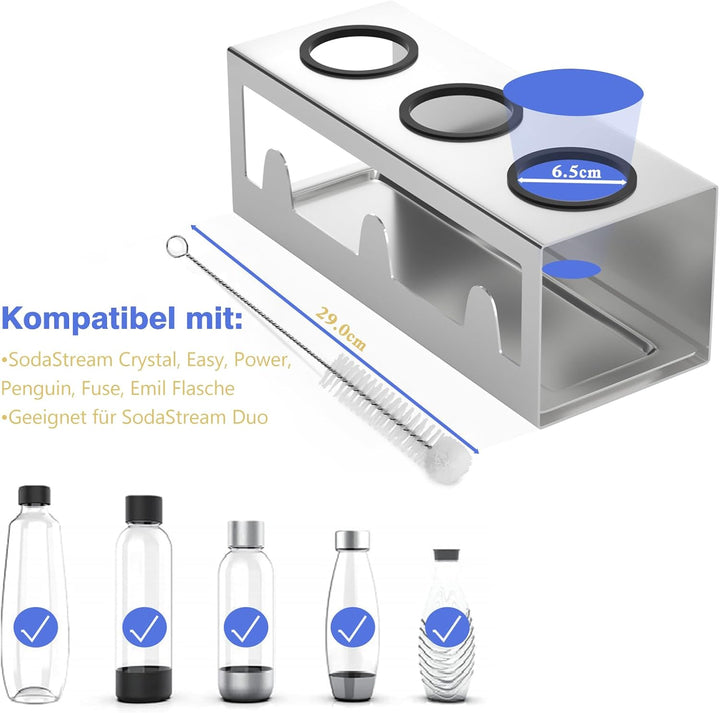 HOMMAND Flaschenhalter für SodaStream Crystal und Emil Flaschen, Edelstahl Flaschenhalter Abtropfges