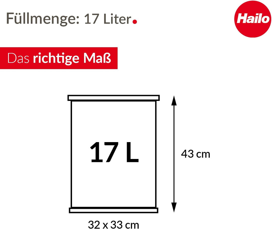 Hailo Öko uno Plus M, Mülleimer aus Stahlblech/Kunststoff, 17 Liter, grosser Öffnungswinkel, Deckeld