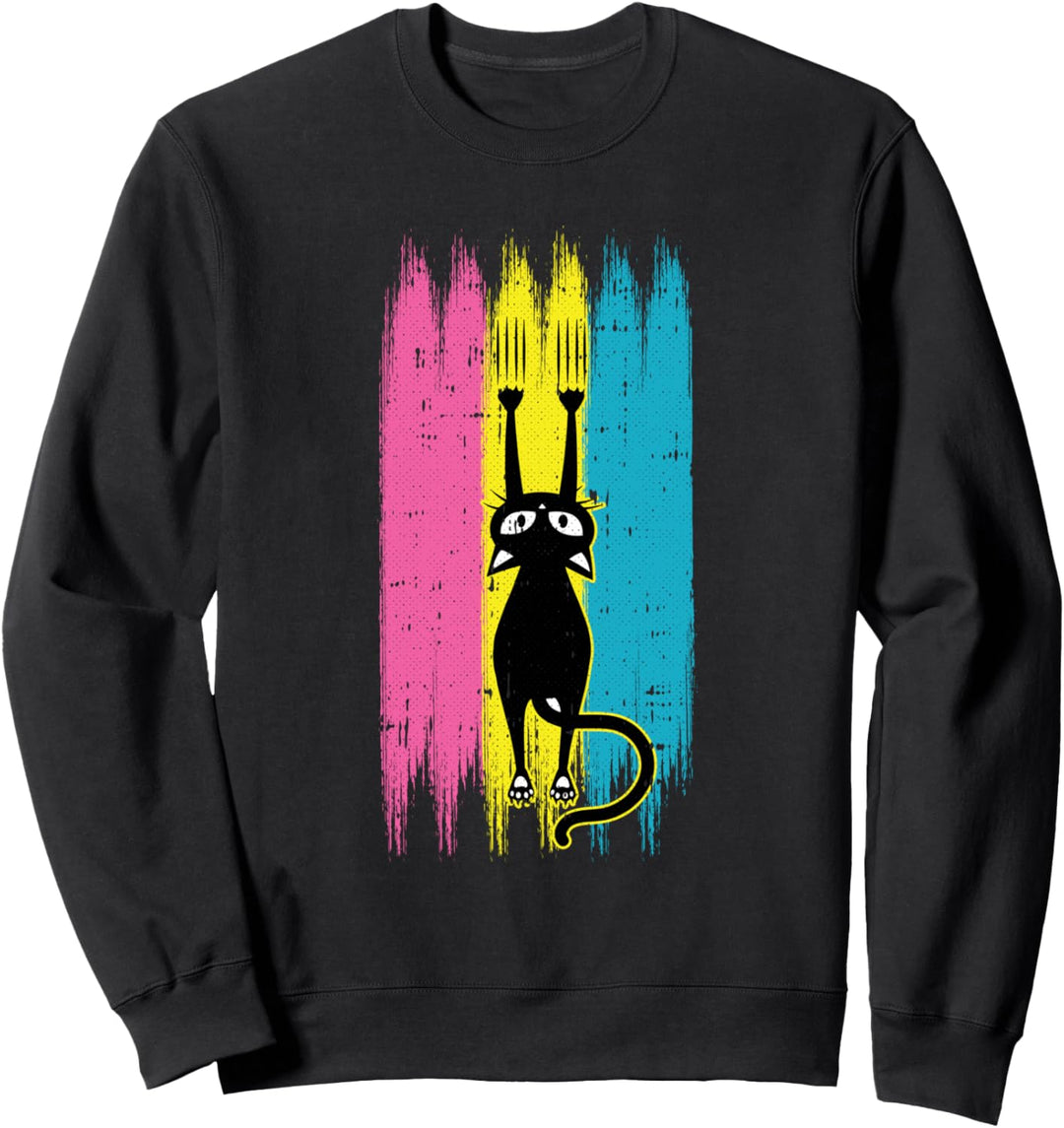 Cat Scratching Pansexual Pride Kitten Kitty LGBT-Q Ally Sweatshirt