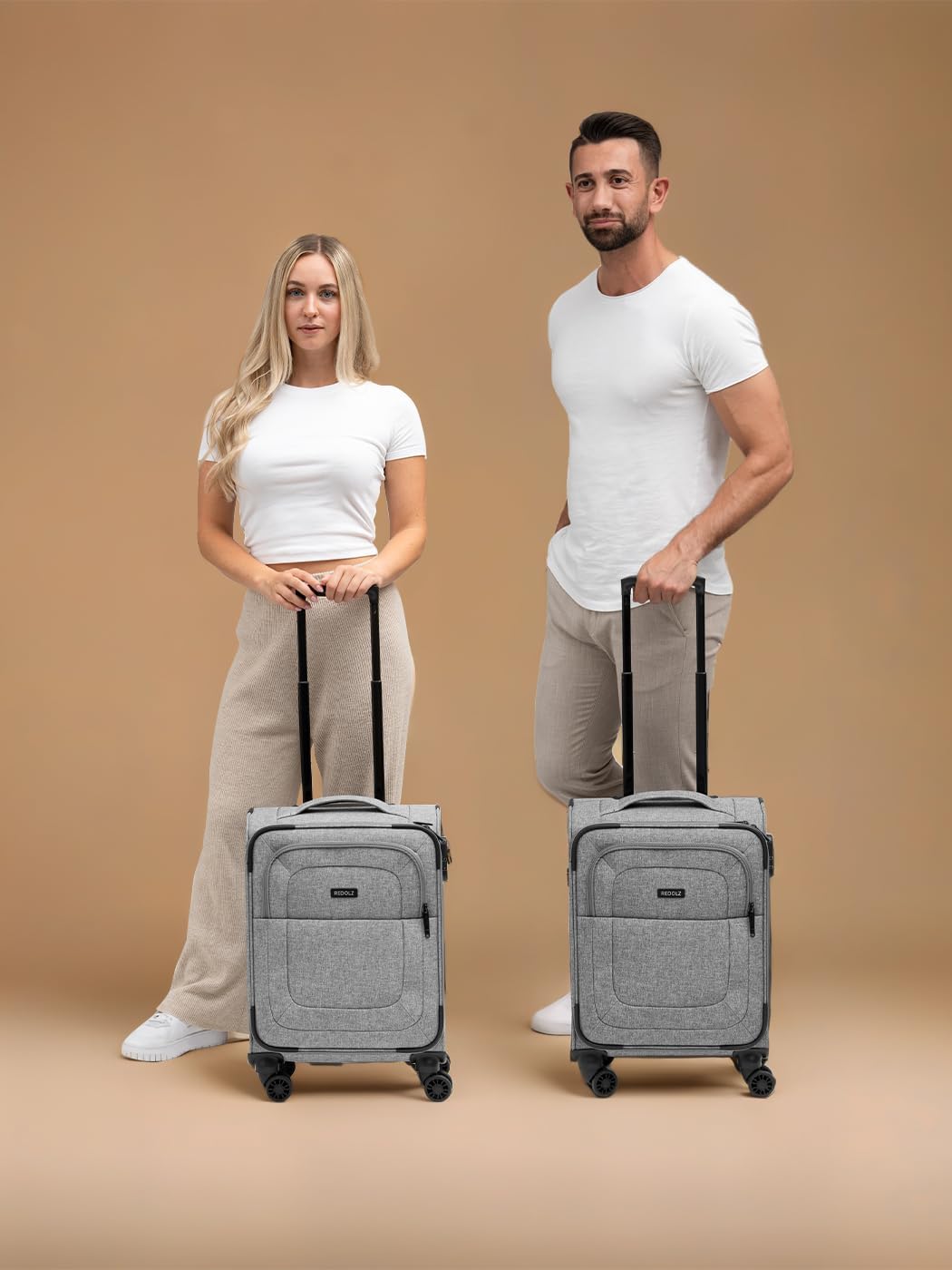 REDOLZ Cabin Weichschalen Kabinen-Koffer | Leichter Trolley mit 4 Doppelrollen für Damen & Herren 37