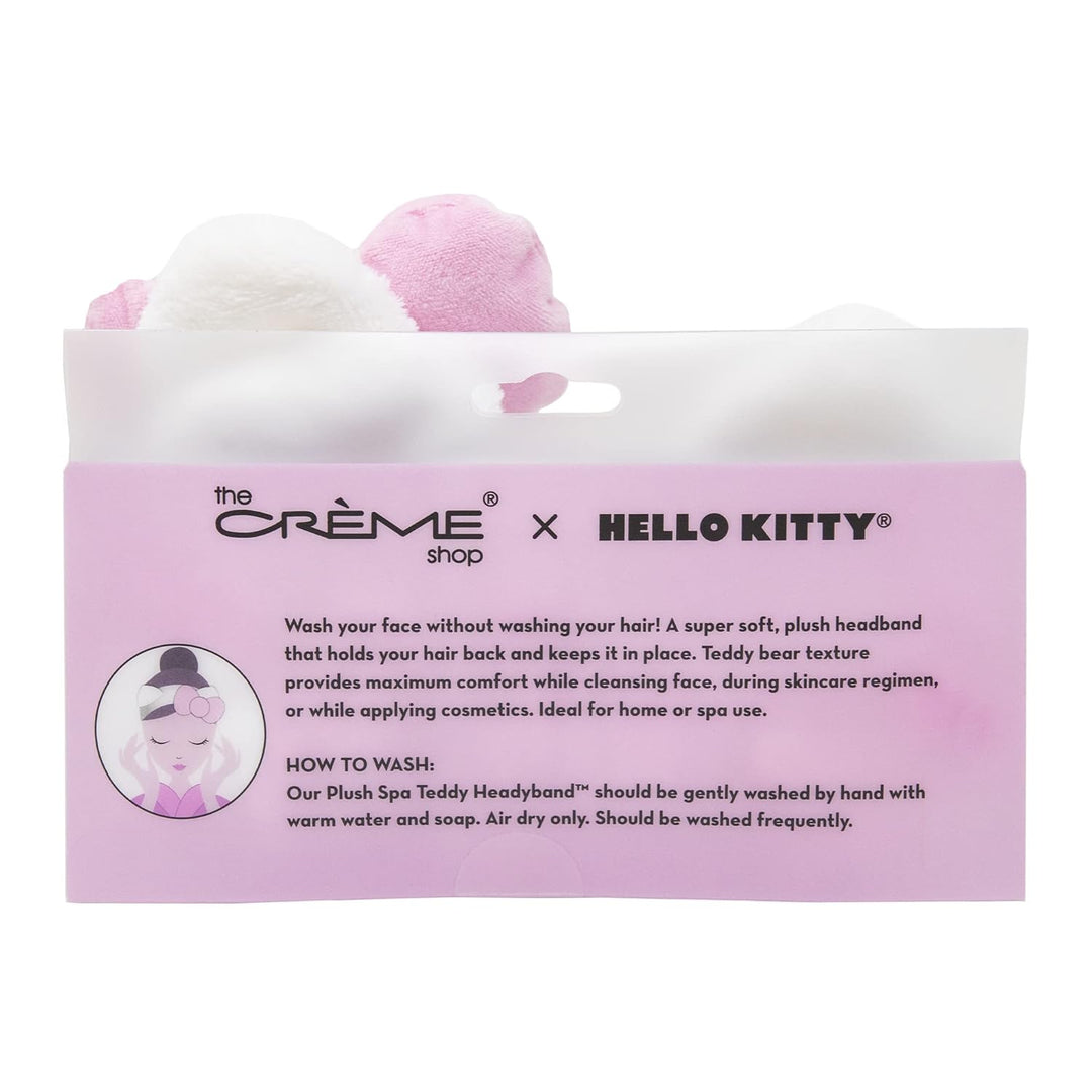Plüsch-Spa-Stirnband mit Hello Kitty's charakteristischer Schleife, Rosa, tierversuchsfrei und vegan