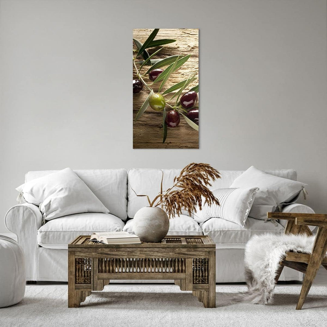 Bilder auf Leinwand 55x100cm Leinwandbild mit Rahmen Oliv italien aroma diät Gross Wanddeko Bild Sch