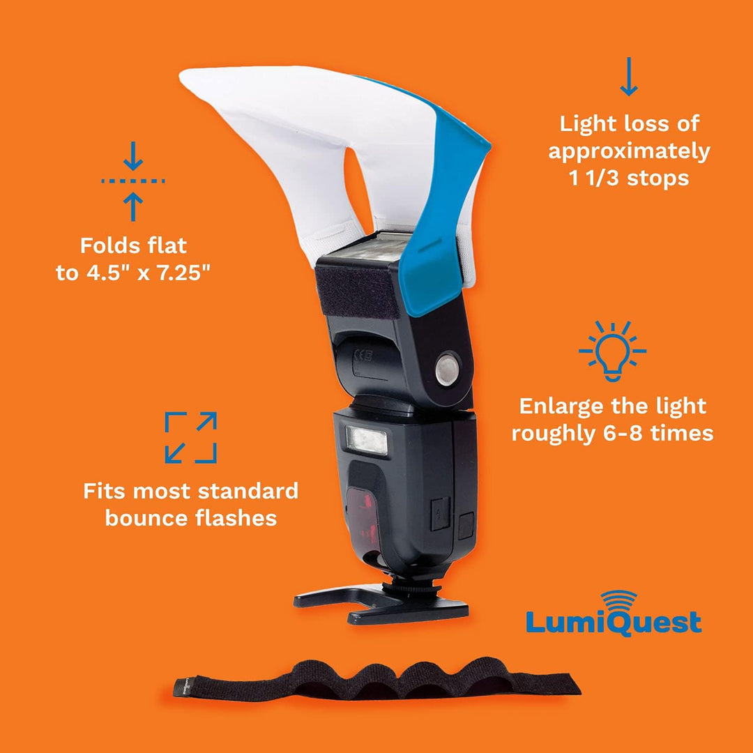 LumiQuest Flash Pocket Bouncer,  Flash Diffuser with UltraStrap Bundle, Universal Classic Design for