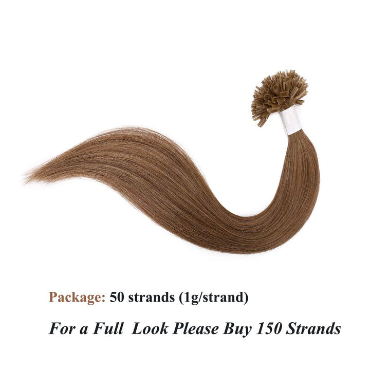 SEGO Extensions Echthaar Bondings Keratin U-Tip Remy Human Hair Haarverlängerung 50 Strähnen Hellbra