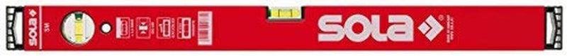 Sola SM RED Wasserwaage aus Aluminium, 40 cm, mit 2 Luftblasen, Rot Single, Single