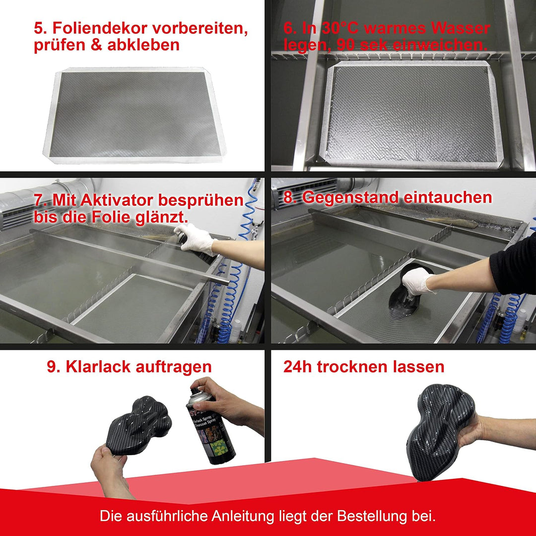 MST-DESIGN Wassertransferdruck Folie I Starter Set Gross I WTD Folie + Dippdivator/Aktivator + Zubeh