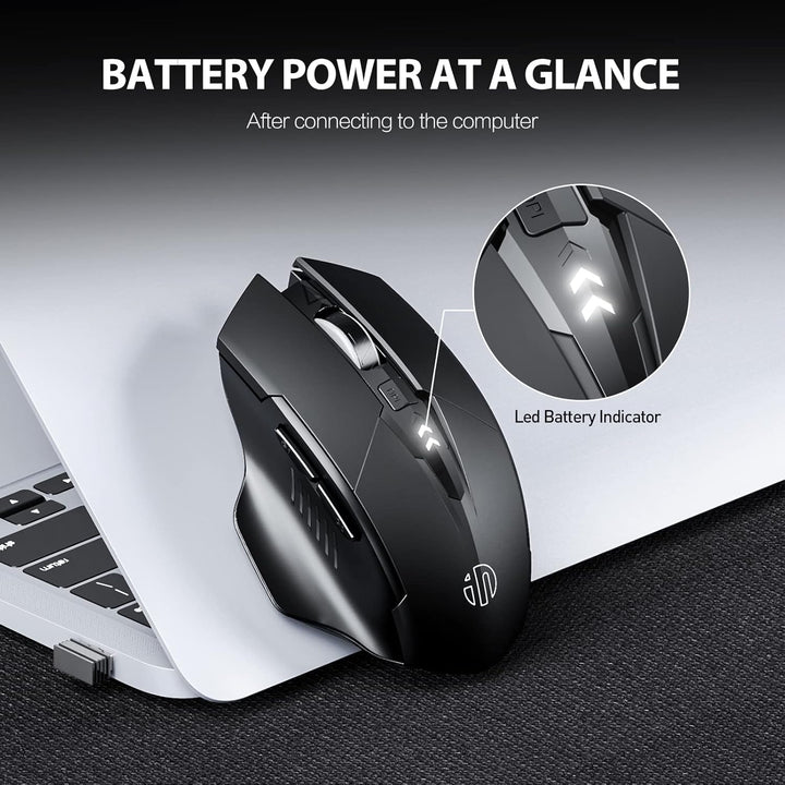 inphic Bluetooth Maus, Multi-Device Silent wiederaufladbare Bluetooth Funkmaus (Tri-Mode: BT 5.0/4.0