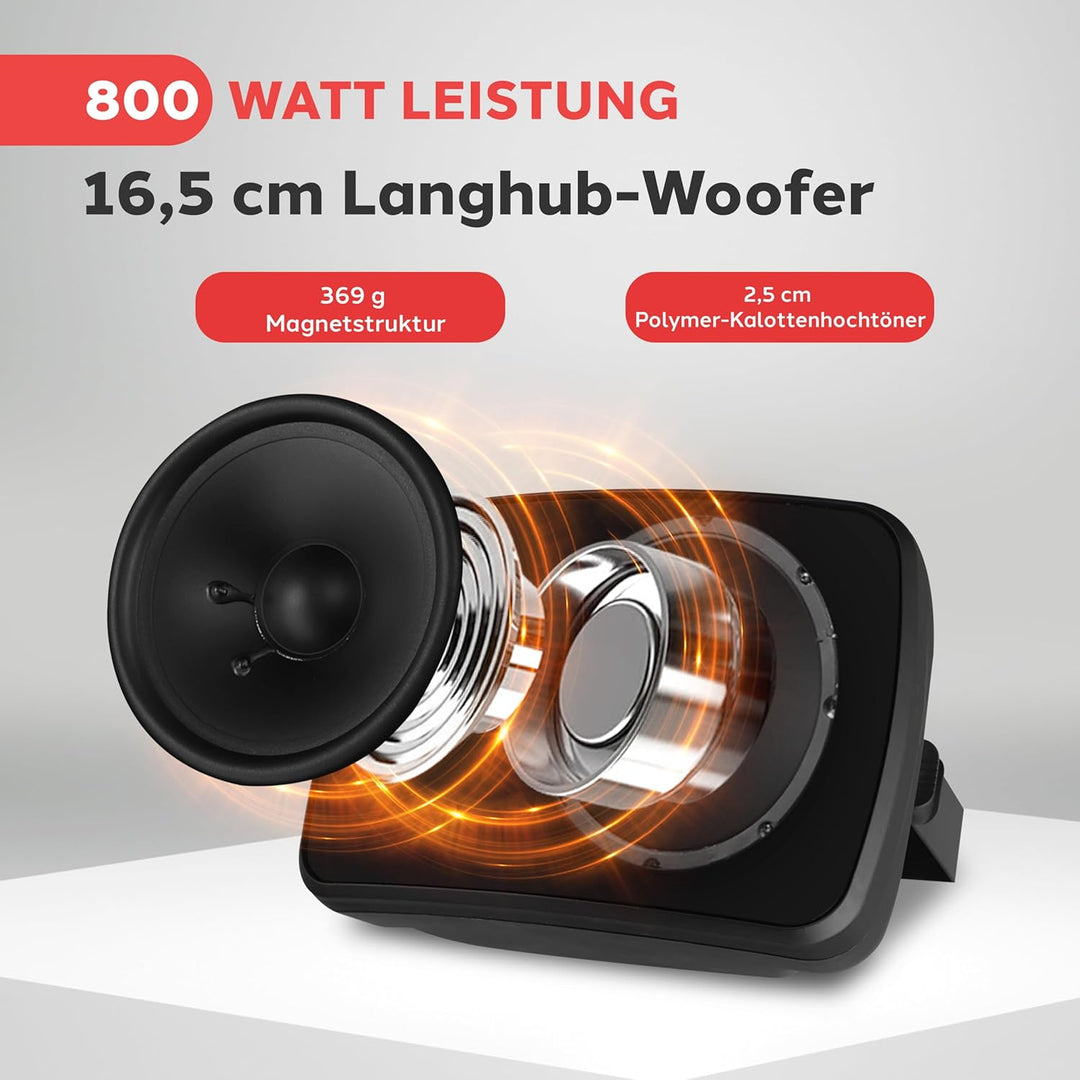 Pyle Musikbox Bluetooth Gross, Lautsprecher Wandhalterung 800 Watt, wasserdichte Box Outdoor & Indoo
