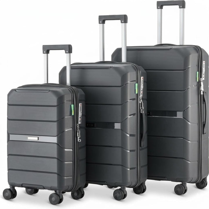 Urban Adventurer Kofferset 3-teilig 232L – Anthrazit – Hartschalenkoffer mit Zahlenschloss & 4 Rolle