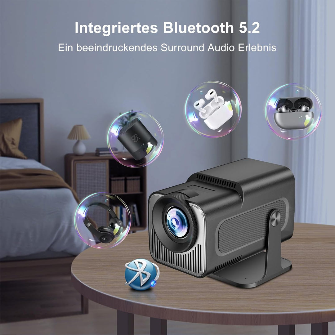 【HY320 Mini】Beamer Full HD Unterstützt 4K,Android Beamer Outdoor Handy,Portable Heimkino Mini Projek