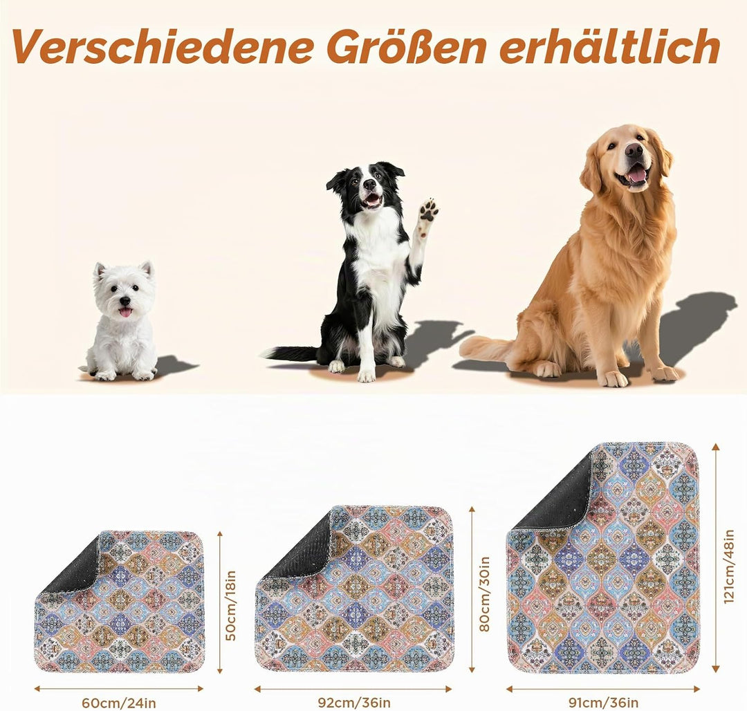 Gimars 2er Set 50 x 60 cm Welpenunterlagen Waschbar im Boho-Design, Wiederverwendbare Hundematte für