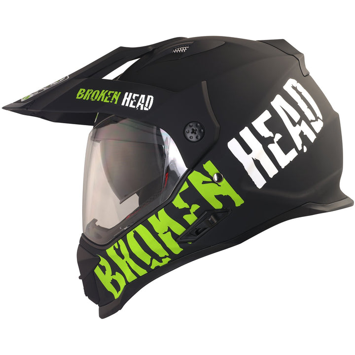 Broken Head made2rebel Motocross-Helm mit Visier - Enduro-Helm - MX Cross-Helm mit Sonnenblende - Qu