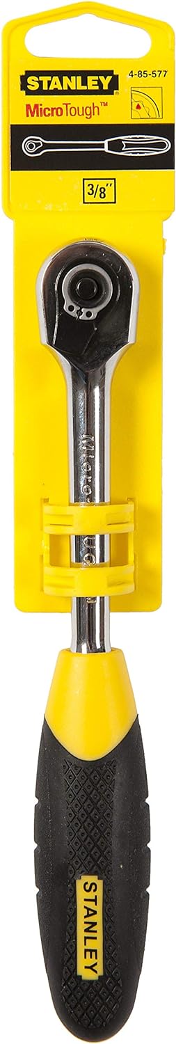 Stanley MicroTough Umschaltknarre (3/8 Zoll, 72 Zähne und 5° Einteilung, feststellbar, verchromt, Dy