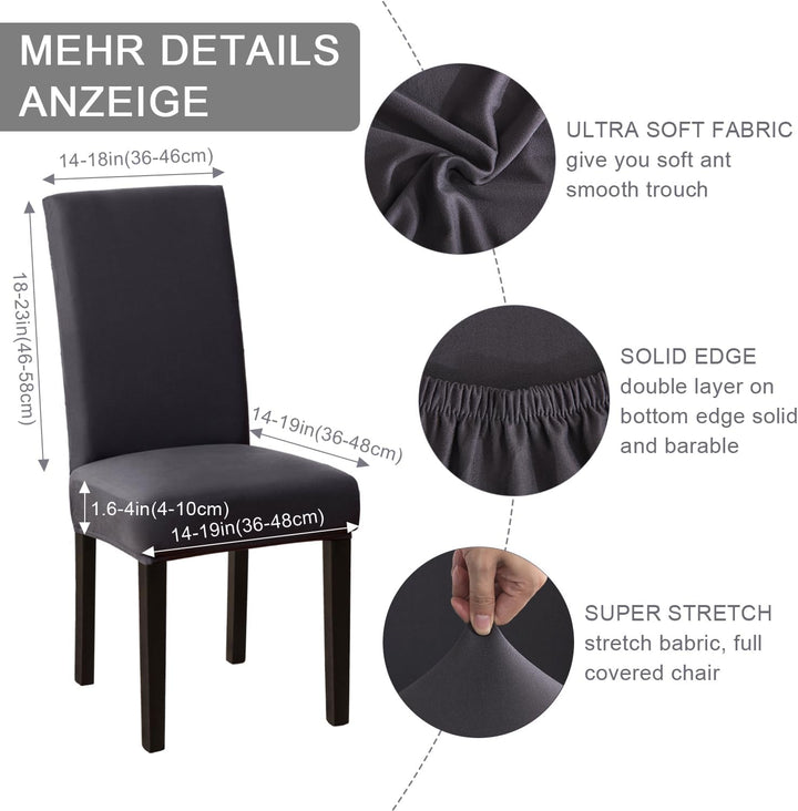 mafudoxi Stuhlhussen 6er Set, Stretch Abnehmbare Waschbar Stuhlbezug, Stretch Stuhlhusse mit Gummiba