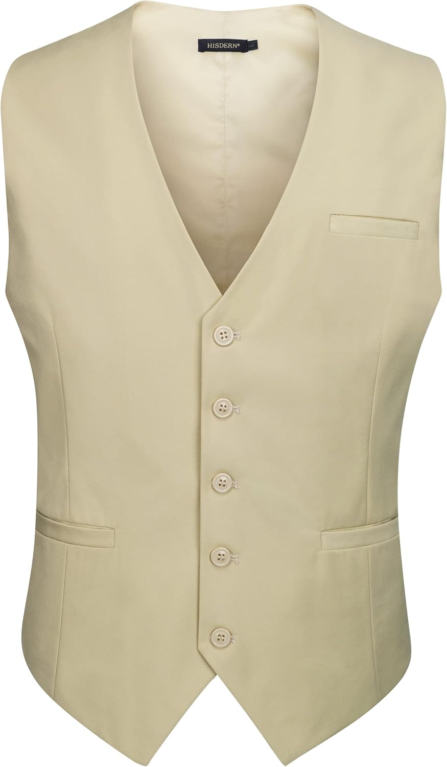 HISDERN Herren Formale Hochzeit Party Weste Baumwolle Einfarbig Weste XXL Z1 - Champagner, XXL Z1 -