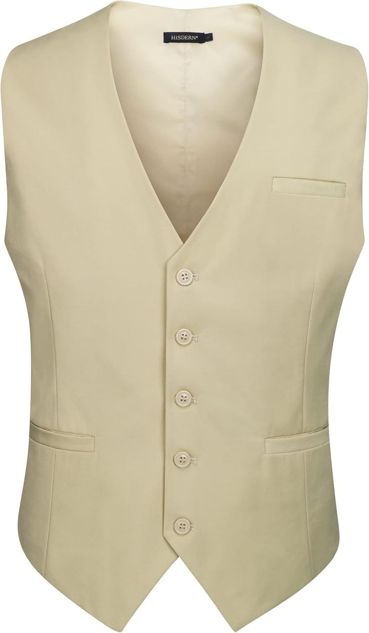 HISDERN Herren Formale Hochzeit Party Weste Baumwolle Einfarbig Weste XXL Z1 - Champagner, XXL Z1 -
