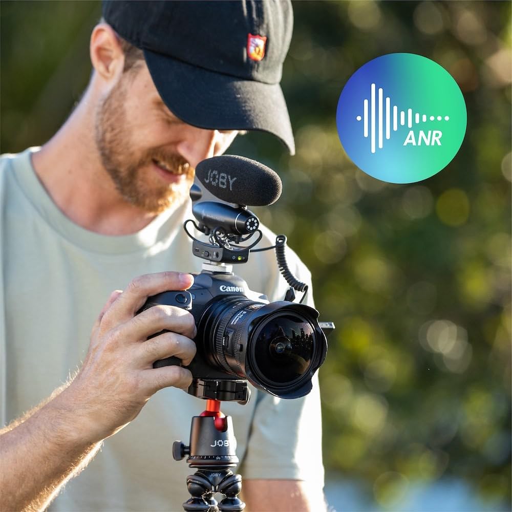 JOBY Wavo PRO Professionelles Richtmikrofon zur Kameramontage, Stabmikrofon mit Eingebauter ANR und