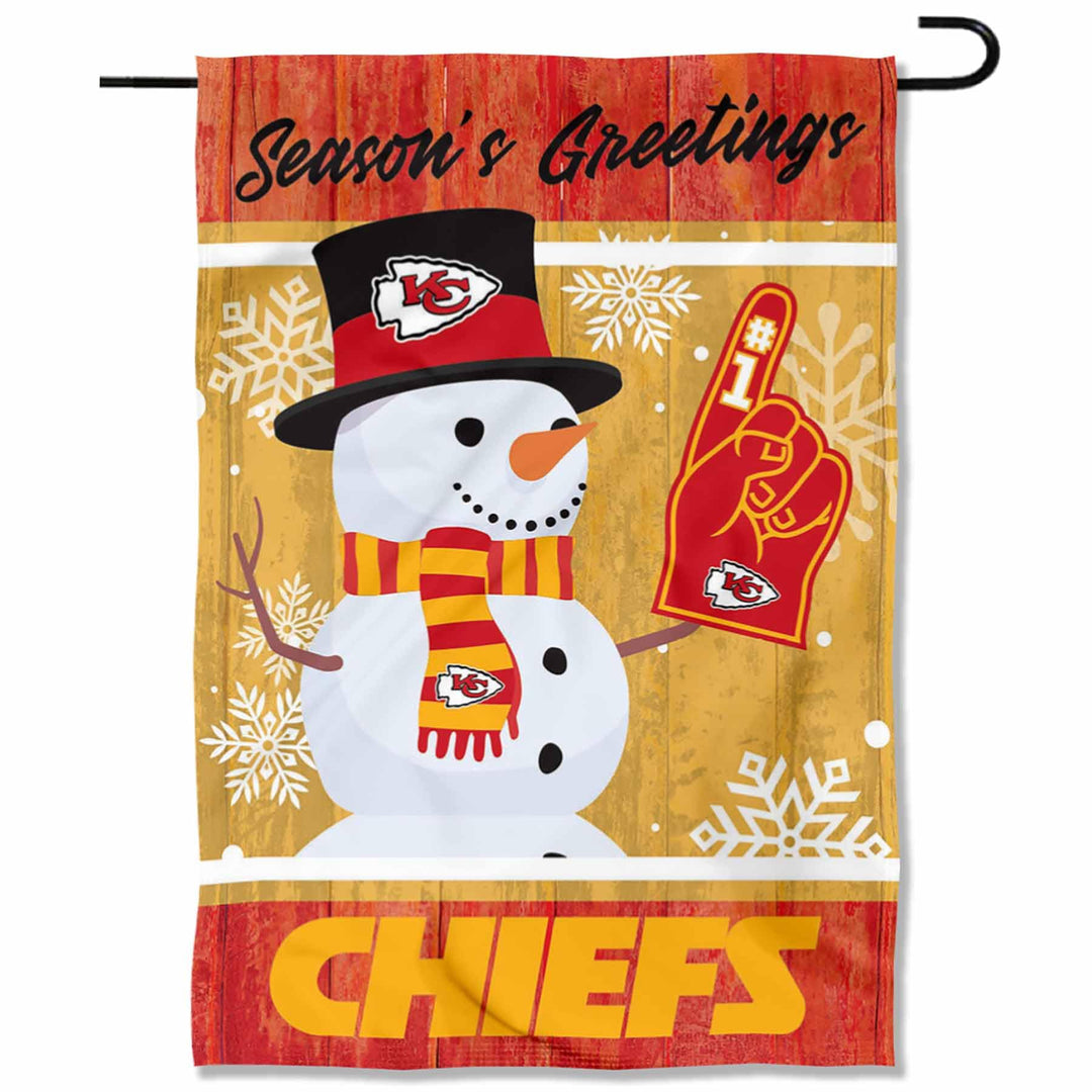 Kansas City Chiefs Urlaub Winter Schnee Garten Flagge Doppelseitiges Banner