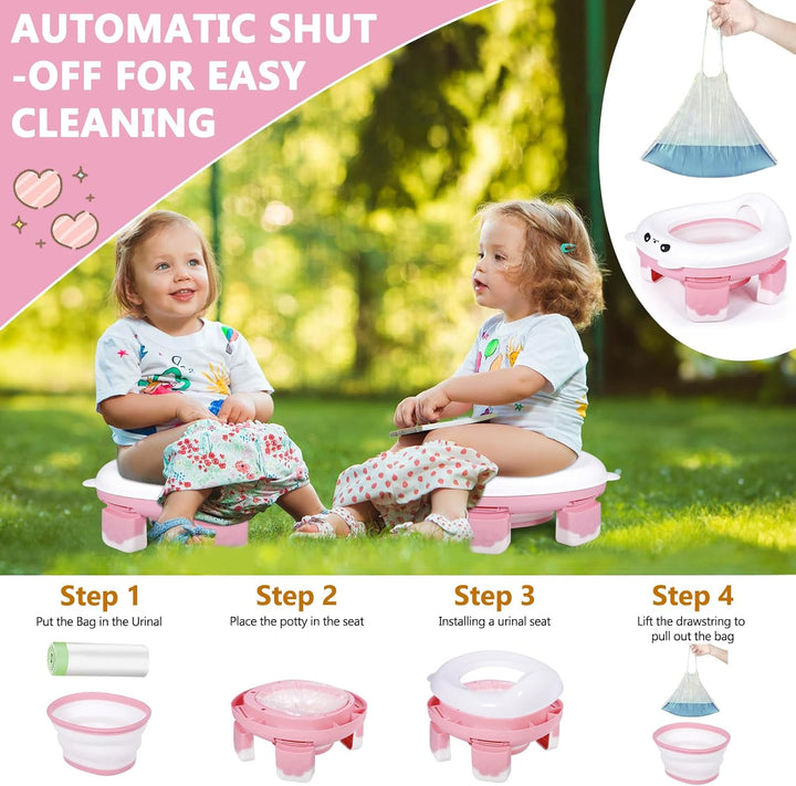 Toilettensitz Kinder, Töpfchen für Unterwegs, Reisetoilette Kinder, Faltbares Töpfchen, Anti-Rutsch-