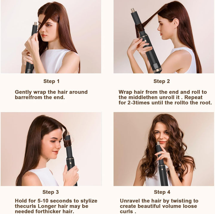 5 in 1 Hair Dryer Brush Hot Air Curling Brush Negative Ion Air Styler，Multi Function Blow Dryer Brus