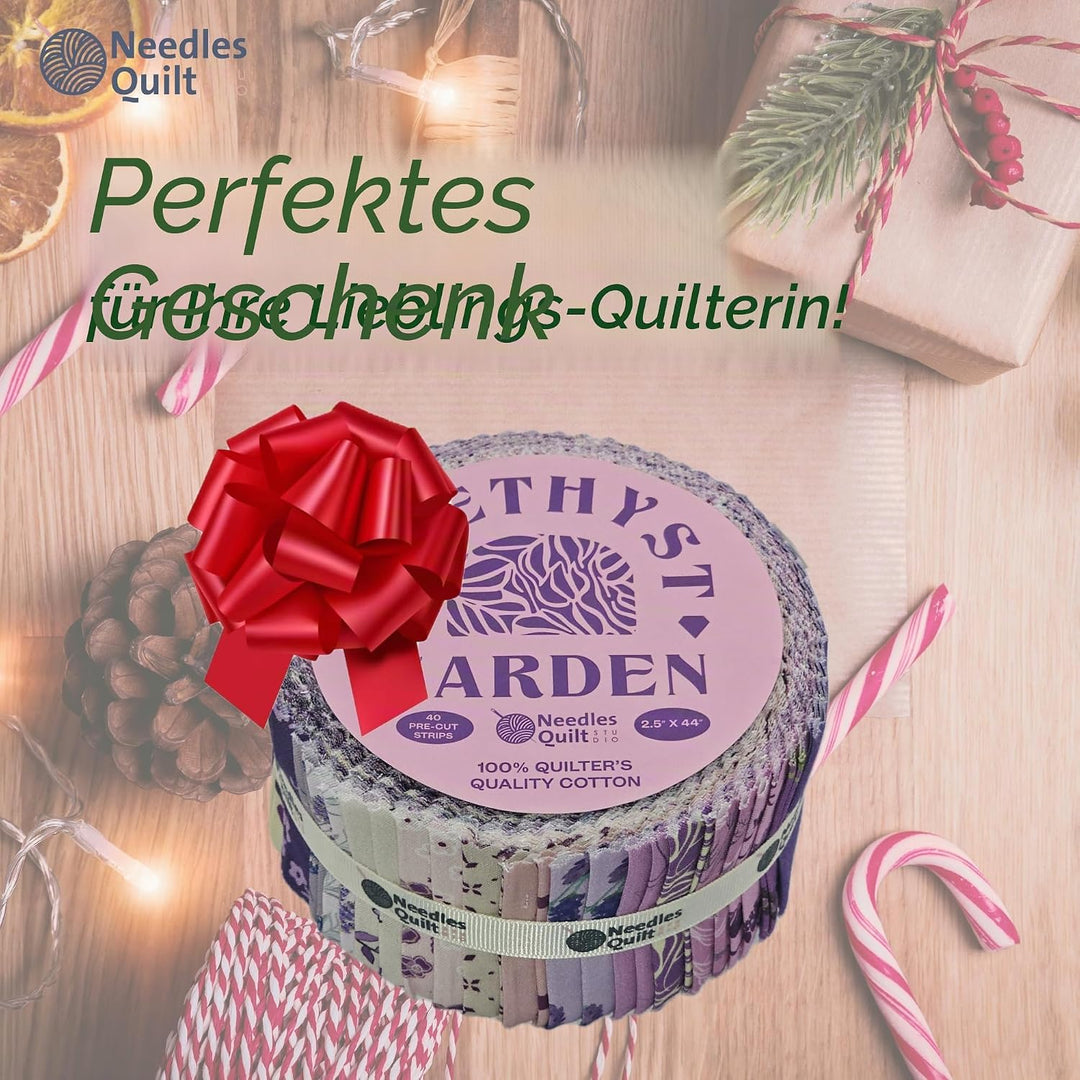Needles Quilt Studio – 6.3 cm vorgeschnittenes 40 Stoffstreifen (Amethyst-Garten),Baumwollstreifen z
