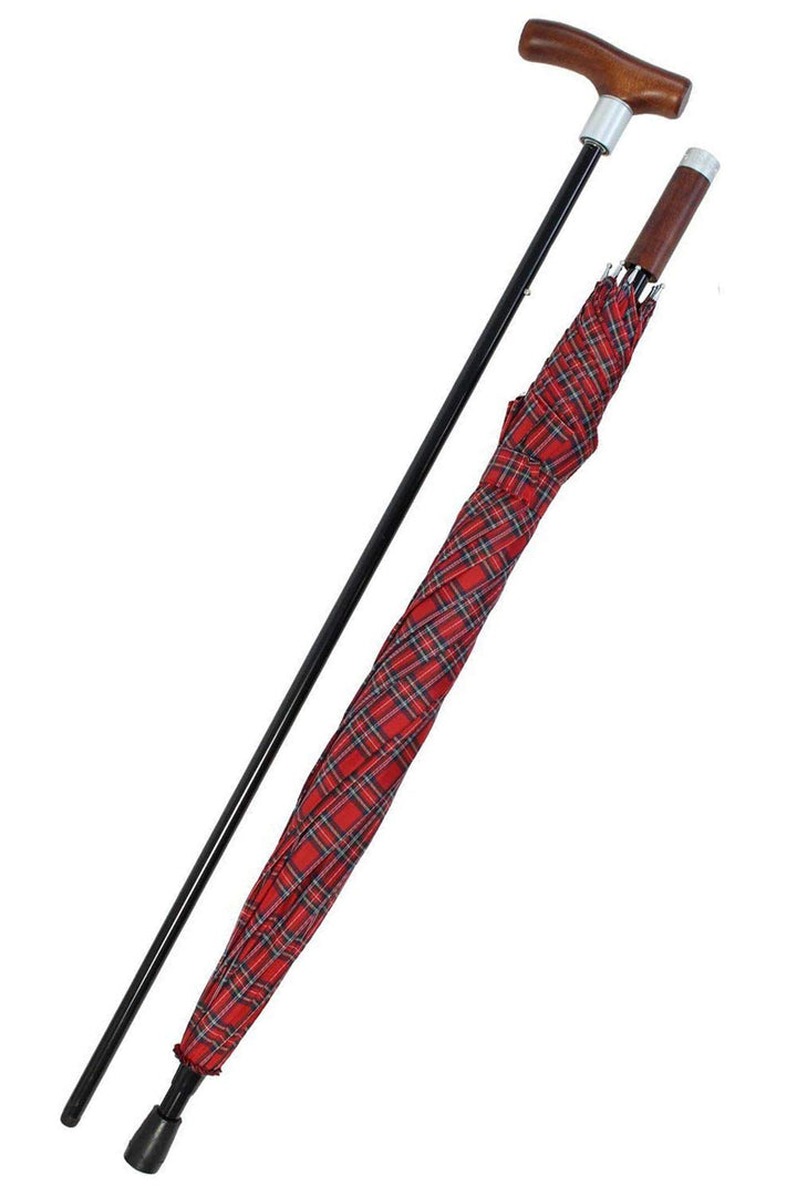 Stützschirm und Gehstock Safebrella Duo rot blau kariert 88/91 cm, 88/91 cm