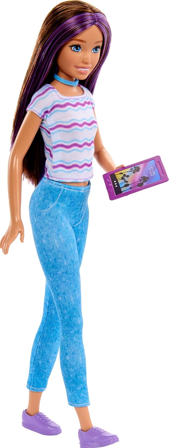 Barbie Schwesterpuppen-Set mit Kleidung und Zubehör, enthält Barbie, Skipper, Stacie und Chelsea
