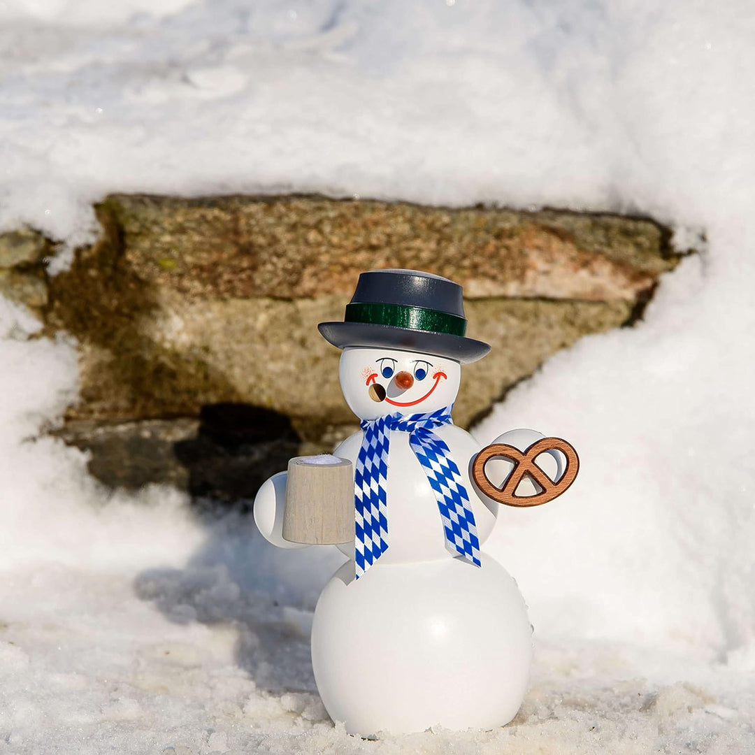 Seiffener Volkskunst | Räuchermännchen | Räucherfigur 14 cm | Schneemann | Original Erzgebirge | 122