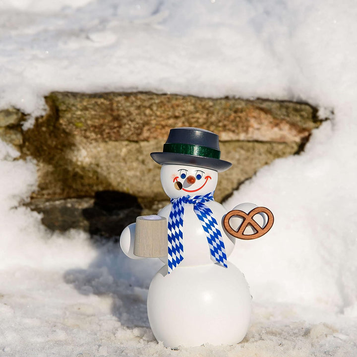 Seiffener Volkskunst | Räuchermännchen | Räucherfigur 14 cm | Schneemann | Original Erzgebirge | 122