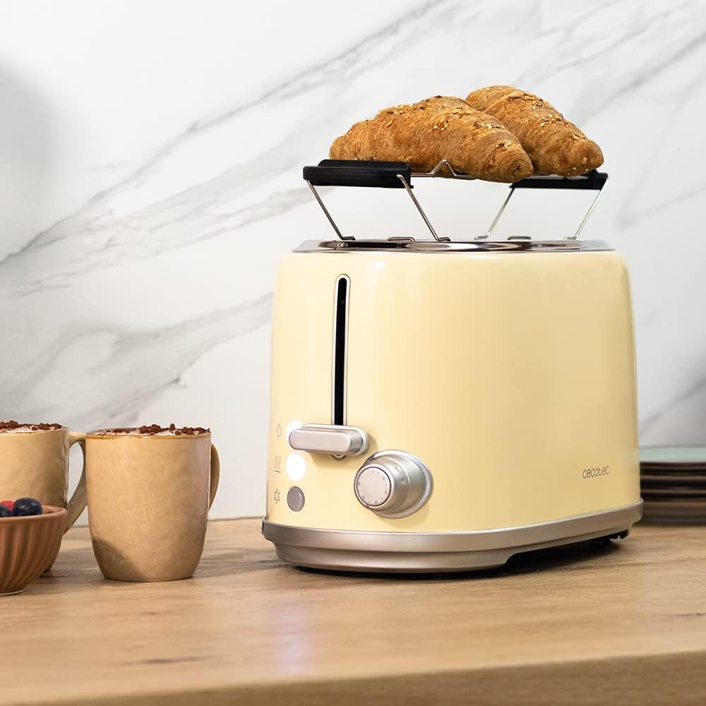 Cecotec Toast&Taste 1000 Retro Double Beige Toaster 2 Scheiben, 980 W, 2 breite Schlitze 3,8 cm und
