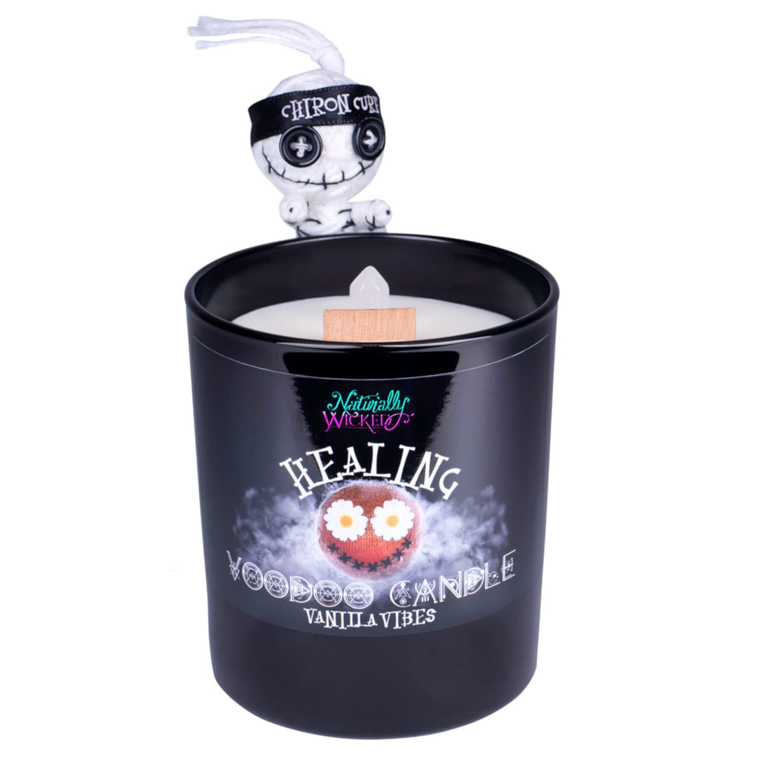 Naturally Wicked Voodoo Heilungs Kerze | inkl. Voodoo Puppe & Quarzkristall Zauberstab | Vegane Kris
