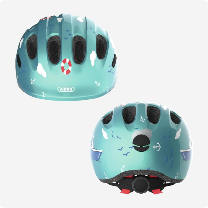 ABUS Kinderhelm Smiley 2.0 - Robuster Fahrradhelm für Mädchen und Jungs M (50-55 cm) turquoise sailo