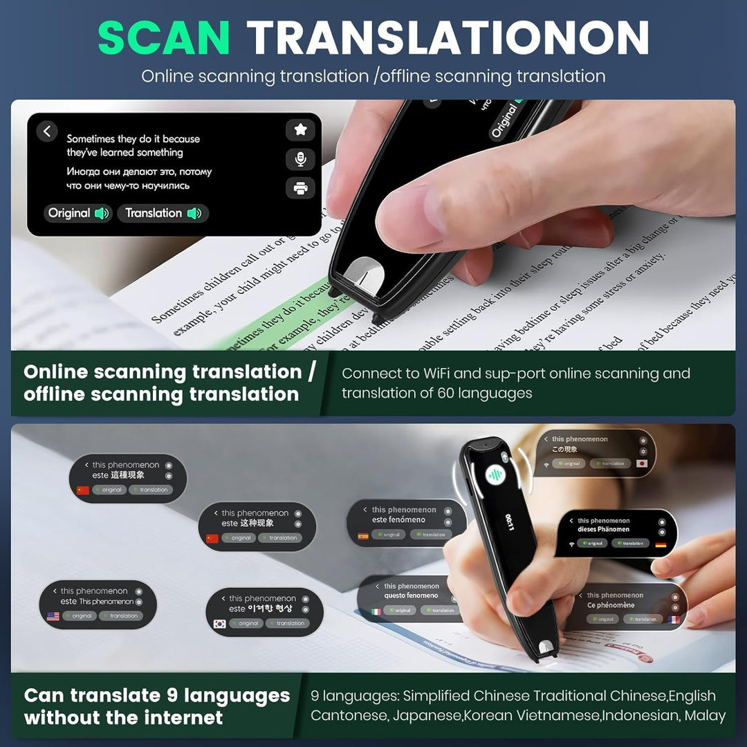 Übersetzungsstift Scanner 134 Sprachen bidirektionaler Translator WiFi Scan Übersetzer Stift Wörterb