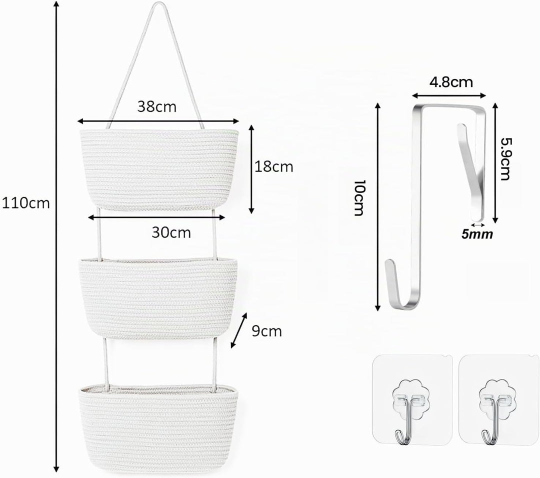 Hängender Organizer, Hängeorganizer Mit Haken, Wand Hängen Tasche Zum3-Tier, Hängeregal Stoff Wand a