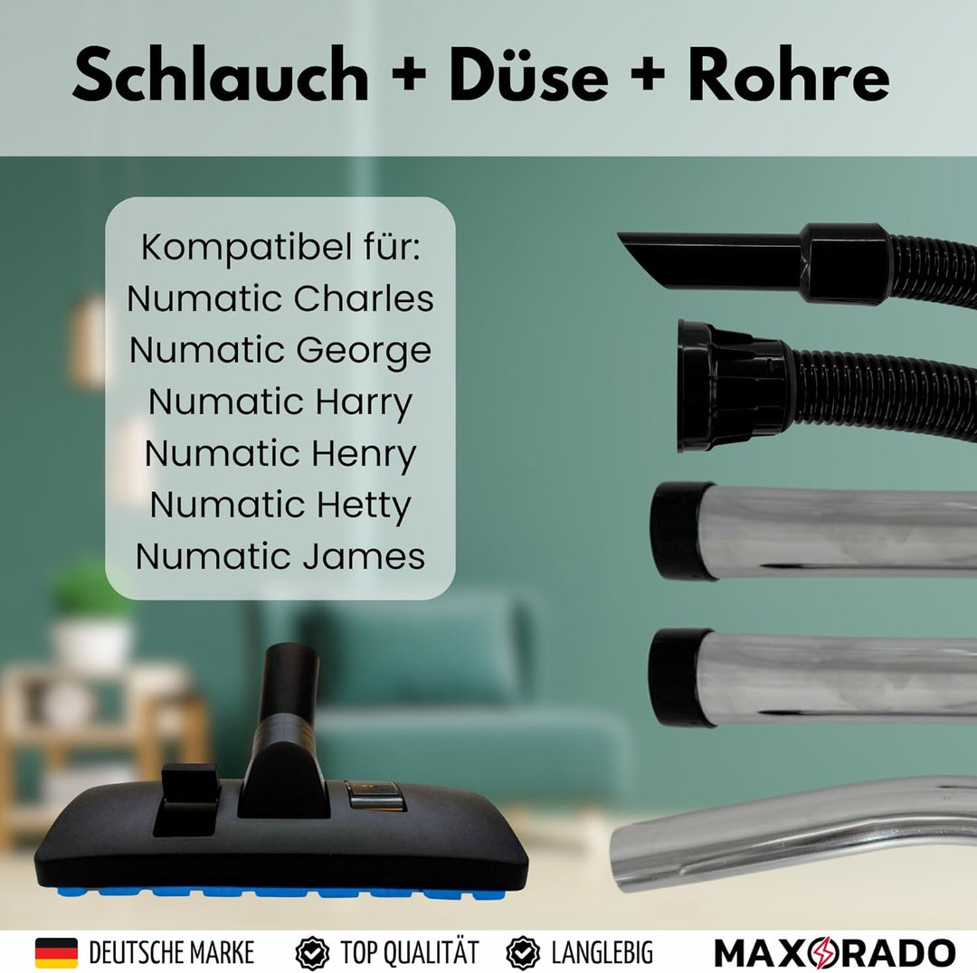 Bodendüse + Schlauch + Staubsaugerrohr Ersatzteile Set für Numatic Henry Hetty James Basil David Edw
