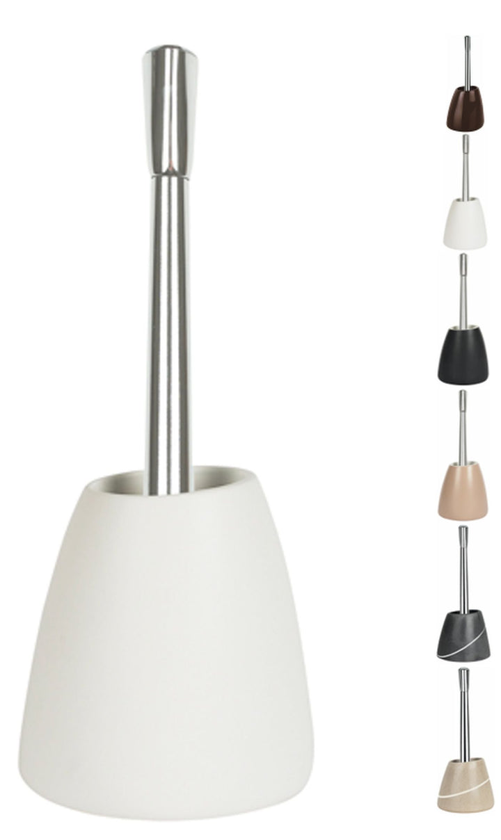 Spirella "Etna WC Bürste Toilettenbürste in Steinoptik aus Polyresin 17x13x19cm Weiss, Weiss
