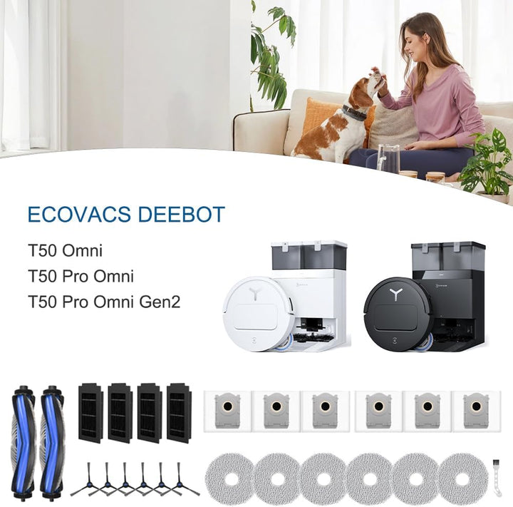 24 Stück T50 Omni Zubehörset für ECOVACS DEEBOT T50 Omni/T50 PRO Omni/T50 PRO Omni Gen2 Saugroboter,