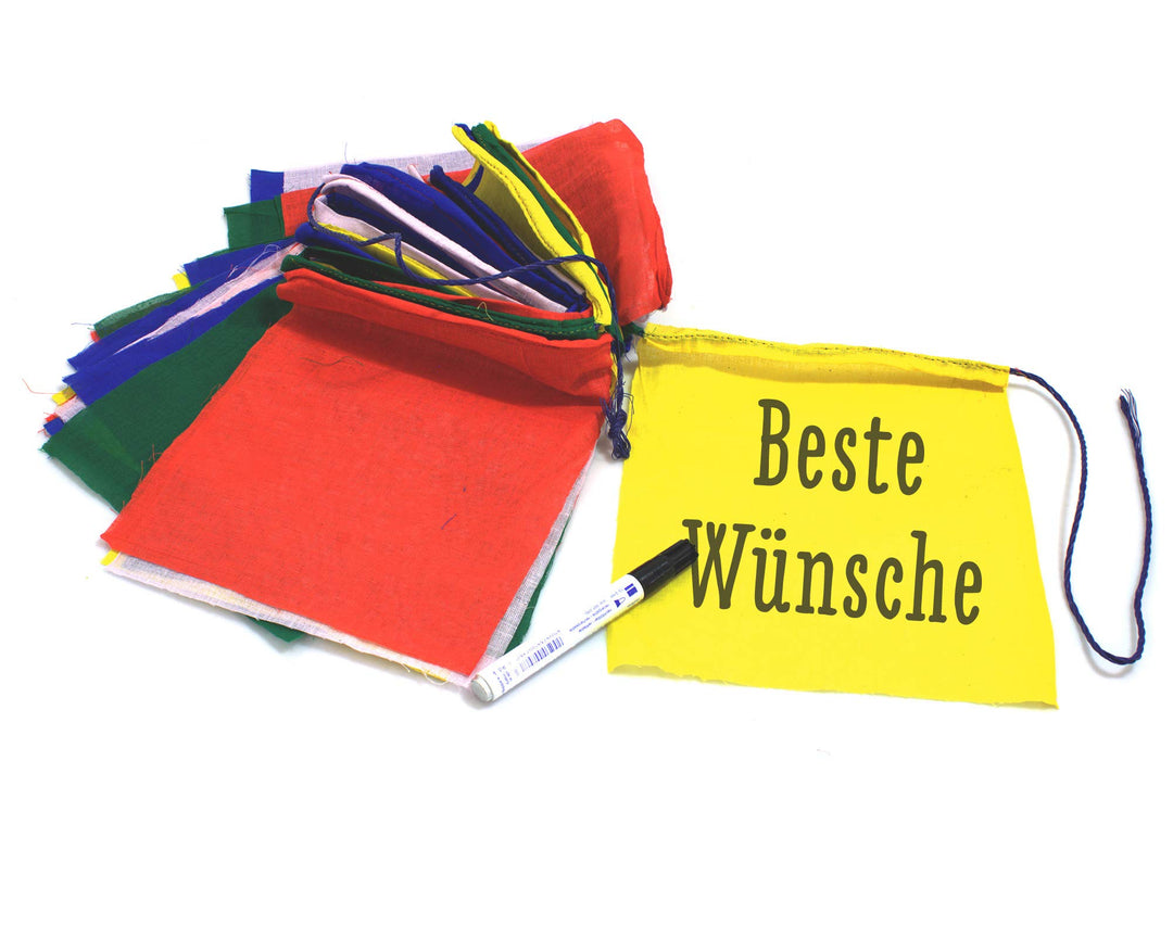 YAKEBA | Wunschfahnen traditionell - 10,00 Meter | 30 Fähnchen (je 32x38cm) | 100% Baumwolle | Stoff