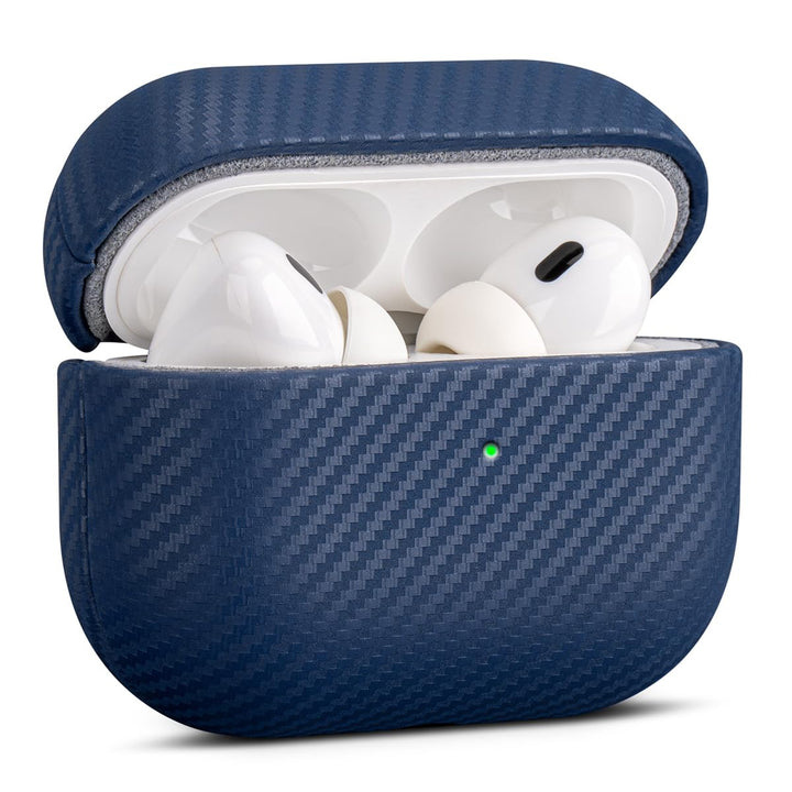 Haobobro [Karbonfaser Textur] Leder Hülle für AirPods Pro 2. Generation - Handgefertigt AirPods Pro