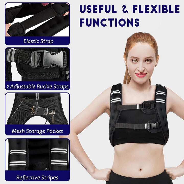 KOMFOTTEU Gewichtsweste 5-15 kg, Trainingsweste aus Neopren verstellbar, Fitnessweste Laufweste mit