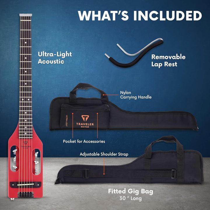 Traveler Guitar Ultra-Light, akustisch-elektrische Gitarre, Vintage rot (ULA VRDM), Vintage rot