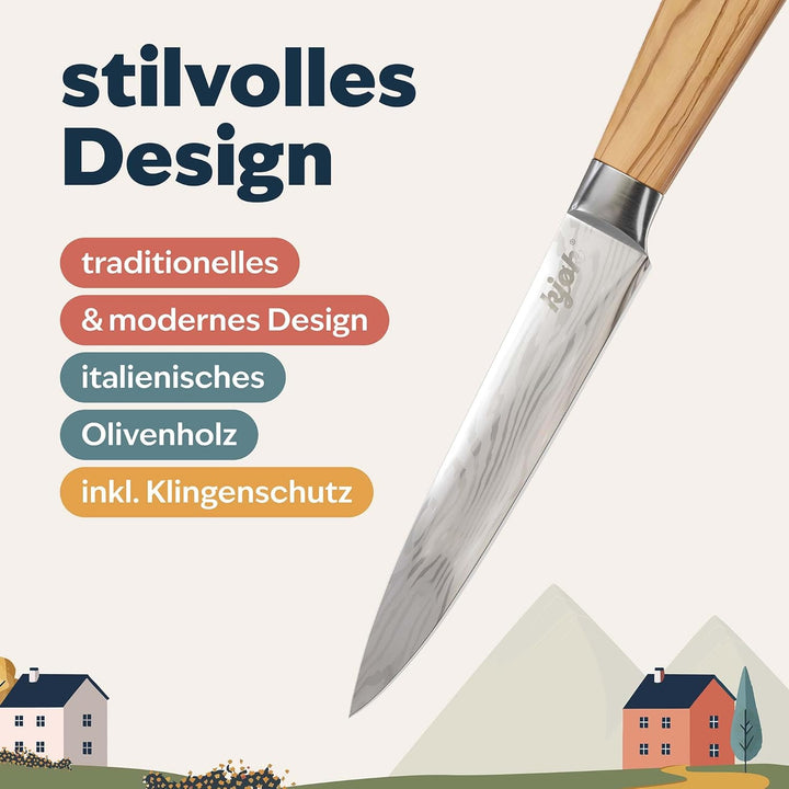 kjøk Premium Messerset Härte 58±2 HRC Asia Küchenmesser Set 3-tlg hochwertig mit Damastmesser-Muster